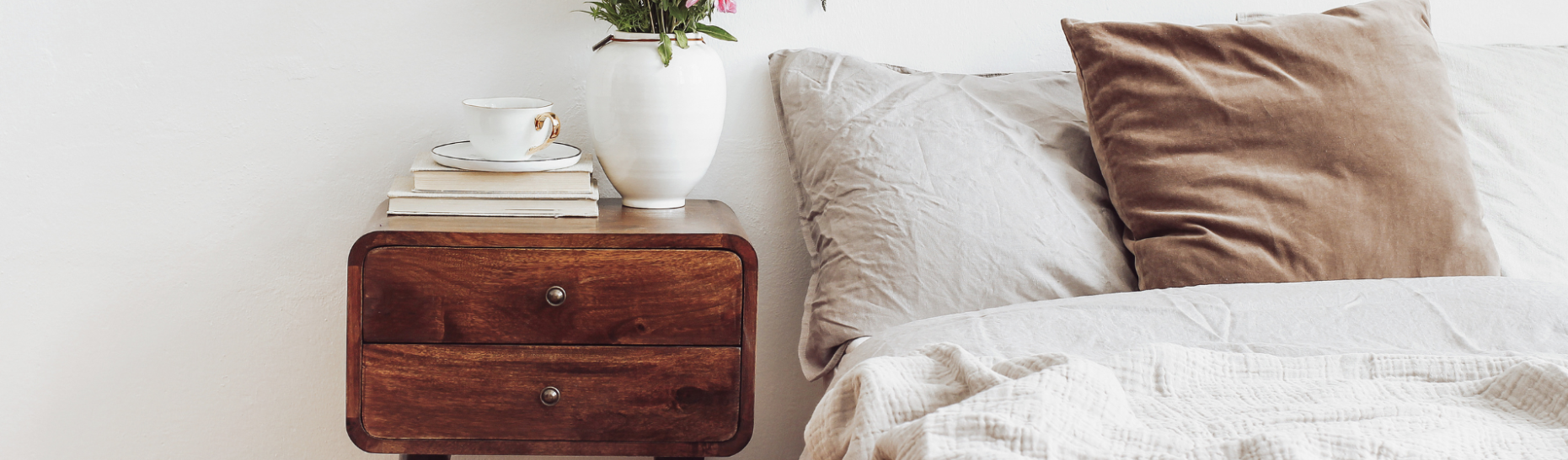 Bed Linen and Bedside Table