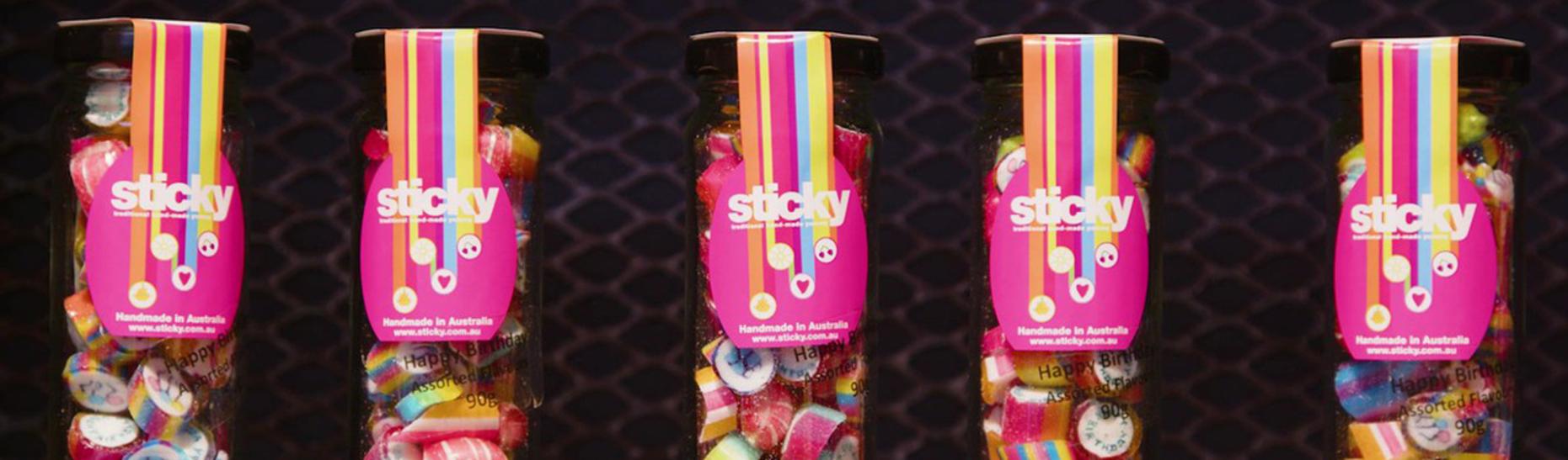 Sticky lollies in jars