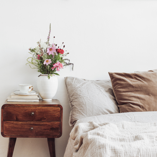 Bed Linen and Bedside Table