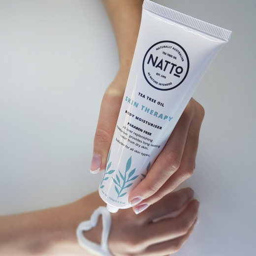 Natto tea tree oil product on hand