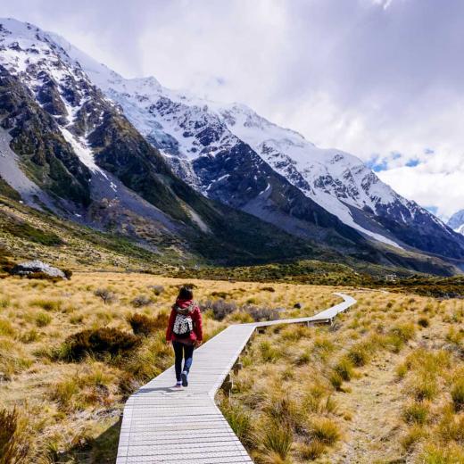 Person hiking in the mountains