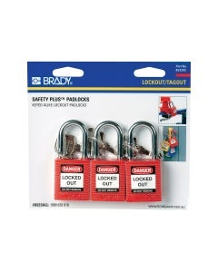 Brady Safety Padlock - Red (3 Pack)