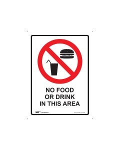 No Food or Drink 225mm x 300mm - Polypropylene