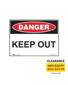 Danger Keep Out 600mm x 450mm - Polypropylene