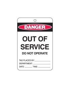 Danger Tag Card Stock - Out of Service