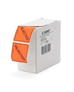 Signet's Labels 75mm x 75mm - Rejected (Fluoro Red - 1330 per roll)