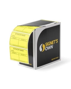 Signet's Own Stocktake Labels 100mm x 65mm - Fluoro Yellow (1400 per roll)