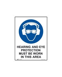 Hearing and Eye Protection 180mm x 250mm - Self Sticking Vinyl