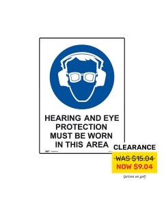 Hearing and Eye Protection 180mm x 250mm - Self Sticking Vinyl
