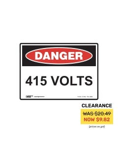 Danger 415 Volts 300mm x 225mm - Metal