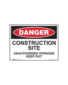 Danger Construction Site 600mm x 450mm - Coreflute