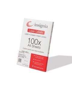 insignia Laser Print Labels 289.1mm x 199.6mm (100 A4 Sheets)