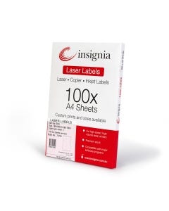 insignia Laser Print Labels 289.1mm x 199.6mm (100 A4 Sheets)