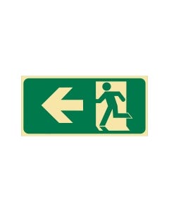 Exit Man Left 300mm x 125mm - Luminous Self Sticking Vinyl