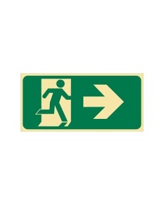 Exit Man Right 300mm x 125mm - Luminous Self Sticking Vinyl