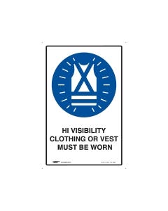 High Visibility Clothing or Vest Must Be Worn 300mm x 450mm - Metal