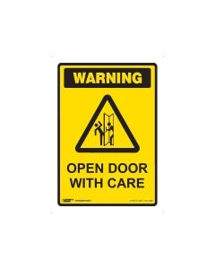 Open Door With Care 250mm x 180mm - Self Sticking Vinyl