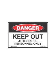 Danger Keep Out Authorised Personnel Only 450mm x 300mm - Metal