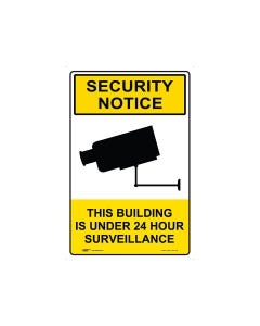 Security Notice 24 Hour Surveillance 300mm x 450mm - Metal