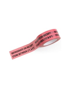 Warning Label - Refrigerate on Receipt 2ºC and 8ºC - 48mm x 150mm x 50m (330 labels per roll)