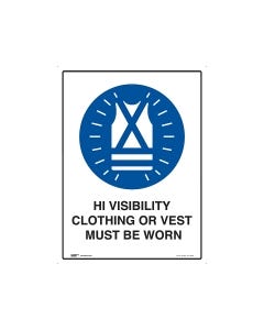 High Visibility Must Be Worn 450mm x 600mm - Metal