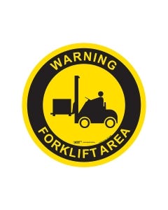 Warning Forklift Area Floor Sign - 440mm Self Sticking Vinyl