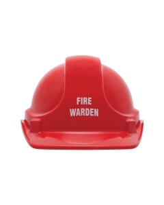 Fire Warden Pre-Printed Site Safety Helmet - Red