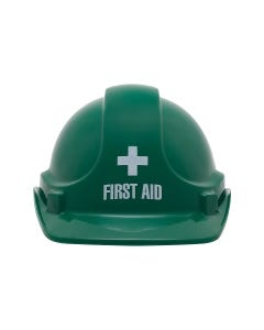 First Aid Pre-Printed Site Safety Helmet - Green