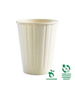 Double Wall Compostable Hot Cup 8oz - White (1000 per Carton)