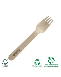 Coated Wooden Fork 16cm (100 per Pack)