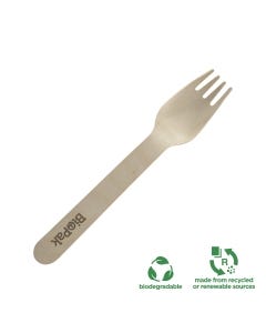 Coated Wooden Fork 16cm (100 per Pack)