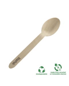 Coated Wooden Dessert Spoon 16cm (100 per Pack)