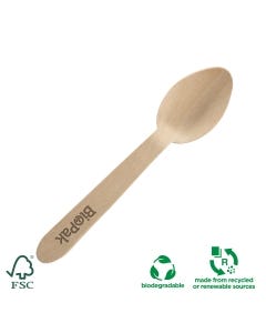 Coated Wooden Teaspoon 10cm (100 per Pack)