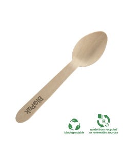 Coated Wooden Teaspoon 10cm (100 per Pack)