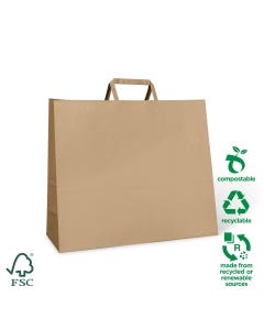 Large #70 Flat Fold Handle Paper Carry Bag – 100% Recyclable (200 bags per carton)