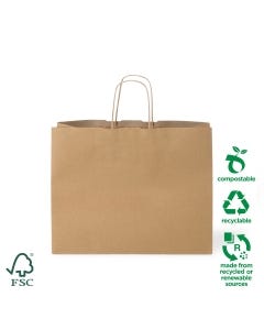 Short #22 Twist Handle Paper Carry Bag – 100% Recyclable (200 bags per carton)