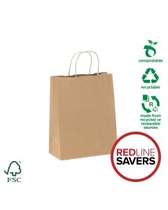 Medium #16 Twist Handle Paper Carry Bag – 100% Recyclable (200 bags per carton)