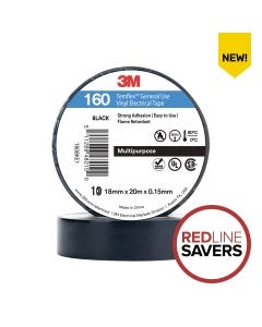 3M Temflex 1610 Electrical Tape 18mm X 20m - Black