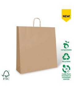 Extra Large #28 Twist Handle Paper Carry Bag – 100% Recyclable (125 bags per carton)