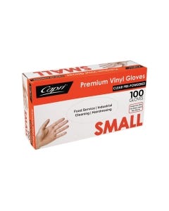 Vinyl Gloves Powdered Clear - Small (100 gloves per box)