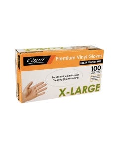 Vinyl Gloves Powder Free Clear - Extra Large (100 gloves per box)