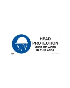 Head Protection Must Be Worn In This Area 330mm x 140mm-Polypropylene