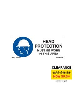 Head Protection Must Be Worn In This Area 330mm x 140mm-Polypropylene
