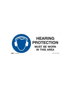 Hearing Protection Must Be Worn In This Area 330mm x 140mm-Polypropylene