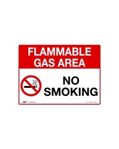 Flammable Gas Area No Smoking 600mm x 450mm-Metal