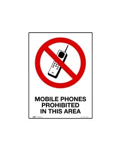 Mobile Phones Prohibited In This Area 450mm x 600mm-Metal