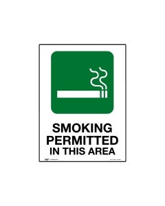 Smoking Permitted In This Area 450mm x 600mm-Metal