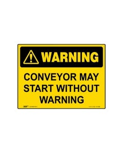 Conveyor May Start Without Warning 600mm × 450mm - Metal