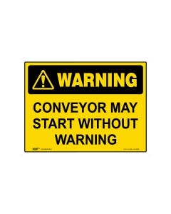 Conveyor May Start Without Warning 600mm × 450mm - Metal