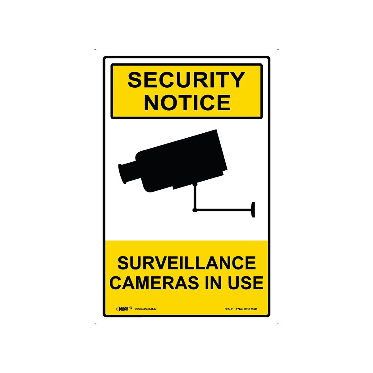 Security Notice Surveillance Cameras In Use 300mm x 450mm Metal